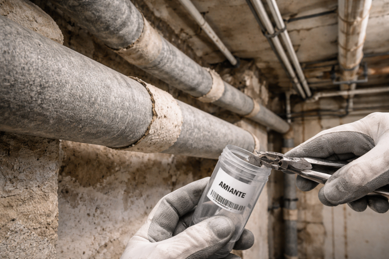 sous-sol ancien avec un réseau de canalisations apparentes