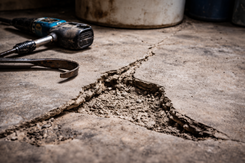 Amiante dans le sol des garages anciens