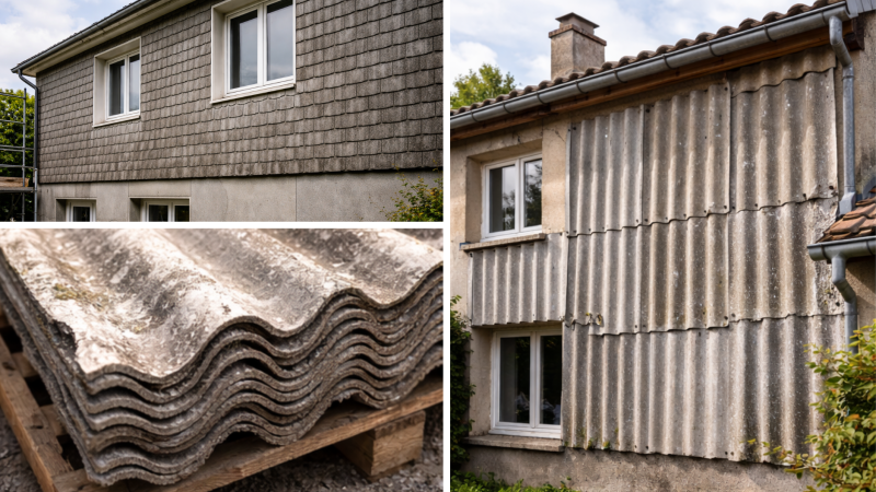 amiante dans les façades en fibro-ciement et plaques gondolées