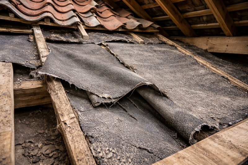 Amiante en sous-toiture : feutres bitumineux, papiers goudronnés et membranes anciennes